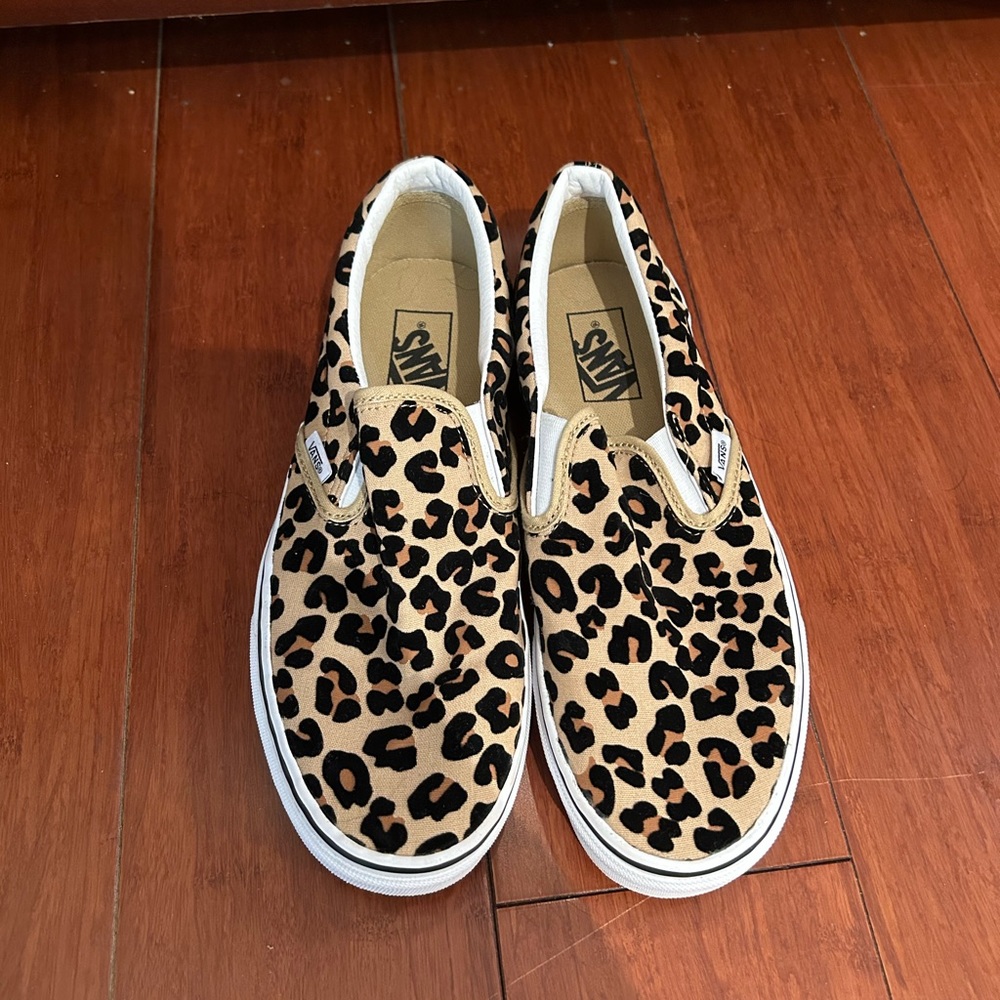 Vans cheetah slip on shoes
